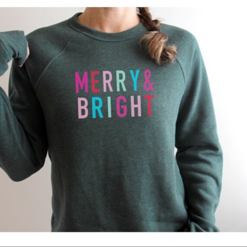 Dark Gray Women’s Merry & Bright Sweatshirt, size S